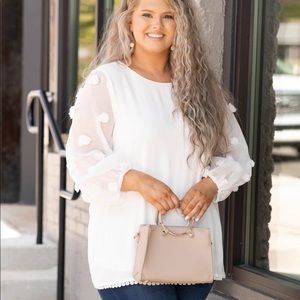 Chic Soul Champagne Bubbles Blouse, Off White, Size 2X